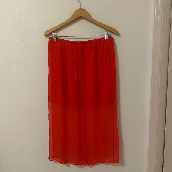 J. Crew Gwyneth Layered Slip Skirt in Red Crinkle Chiffon | Size Medium - Picture 7 of 11